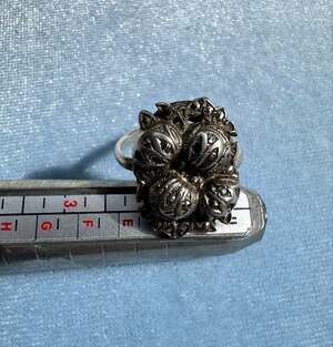 Vintage Sterling Silver Filigree Floral Cluster Dome Statement Ring Size 8